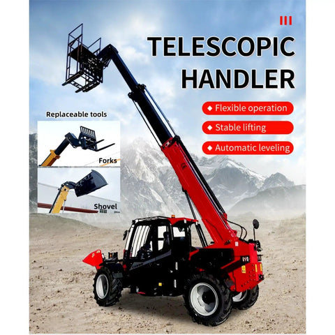 Heavy Duty Hydraulic Telehandler With Extendable Boom Loader Built Ridiculously Tough For Busy Work Sites showcasing flexible lifting and replaceable tools.