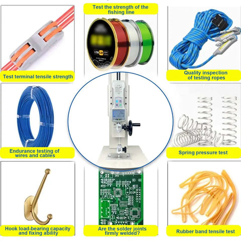 Digital Force Gauge 500 Newton Pull And Compression Tester With High Precision Tensile Pressure Meter and Five Interchangeable Probes for heavy duty testing of wires and springs.