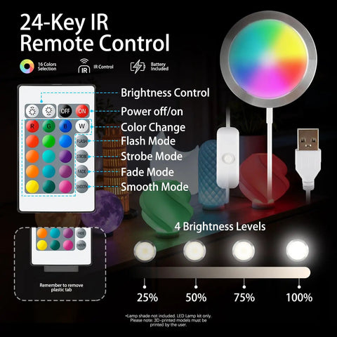 Sick Bright Ir Rgb Led Lamp Kit For 3D Printers Featuring Kickin Diy Glow Mods remote control with 24 keys and color modes.