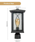 Outdoor Post Light Black Finish Waterproof Pole Lantern Lighting Fixture With Tempered Clear Seeded Glass for patios, gardens.