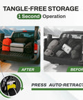 Comparison of truck bed with Rotating Retractable Ratchet Straps For Toyota Tacoma Tundra And Jeep Gladiator Bed Rails