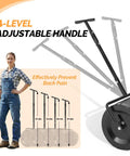 Diagram showing 30 Inch Compost Spreader For Lawn And Garden With Adjustable Four Height T Shape Handle Peat Moss Roller