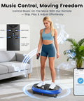 Person using Full Body Vibration Platform For Home Workouts With Bluetooth Power Shaping Lymphatic Drainage Boost Shaker Plate in living room