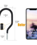 Premium Heavy Gauge Steel Screw In Hooks 12 Pack dimensions displayed next to an iPhone for size reference.