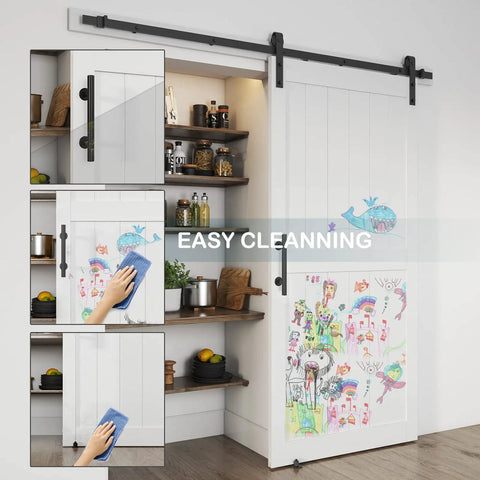 Smooth Sliding Barn Door Hardware Kit 40X84 Inch Rustic Wood Panel Room Divider with easy cleaning feature shown.