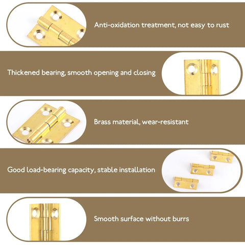 Four Pack Solid Brass Mini Folding Butt Hinges For Cabinets And Drawers Doors Jewelry Boxes And Wood Chests 1 Inch 25x22mm details
