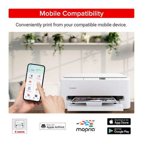 All In One Wireless Color Inkjet Printer With Duplex Printing For Home Use, white printer with mobile compatibility on a table