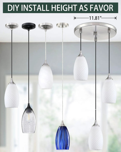 3 Pack Indoor Mini Hanging Kitchen Island Pendant Lights With 4.75 Inch Frosted Glass Shade in Brushed Nickel Finish varieties