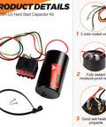 Beast Mode Hard Start Kit For 4 To 5 Ton AC Units includes capacitor, relay, and three color-coded wires for easy installation.