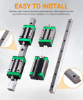 ANWOK linear guide rail set with two 600mm HGR20 rails and four HGH20CA square carriages on aluminum rails for CNC machines