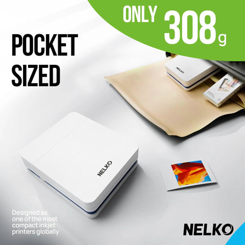 Portable 2x3 Inch Photo Printer For Smartphones On The Go Instant Color Inkjet Printer With Sticky Back Paper shown with photo print