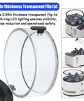 0.59in thickness transparent flip lid with LED lighting for Desktop Planetary Ball Mill Grinder 110V 150W High Speed Pro Grade Lab Grinder