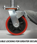 Close-up of 4 Pack 6 Inch Leveling Scaffolding Wheels With 360 Degree Rotating Casters And Dual Locks, Heavy Duty Scaffold Leveling Jacks