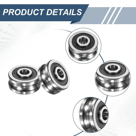 Straight Up Heavy Duty 4Pcs U Groove Ball Bearings showcasing steel build with precision guides for smooth linear motion.