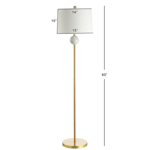 60 Inch Dope Brass Gold And White Modern Floor Lamp With White Linen Drum Shade, Glam Transitional Standing Light