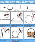 Assembly instructions for Heavy Duty Circular Firewood Rack 4 Foot Diameter Made From Black Steel Pipes For Indoor And Outdoor Use Log Holder And Firewood Storage Organizer For Fireplace Patio And Backyard.