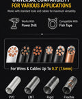 Drill Powered Automatic Wire Puller Guides Point Three Inch Cables With Zero Hassle, compatibility with PVC and EMT conduits.
