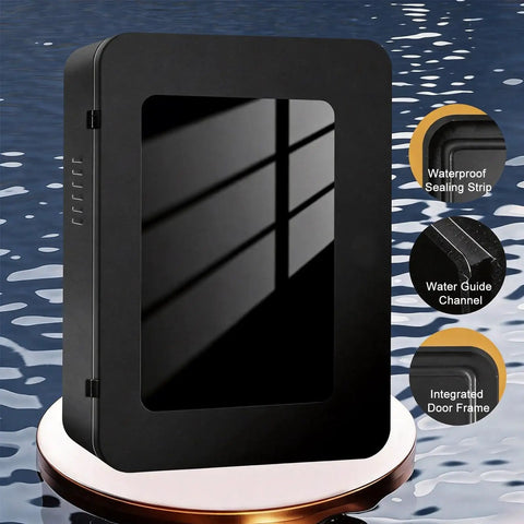 Badass Cold-Rolled Steel EV Charger Enclosure Wall Mount Box with waterproof seal showing a sealed door and water guide features.