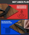 9 Inch Spring Loaded Angle Tip Locking Pliers For Retaining Rings shown with anti-rust oil and cleaning instructions.