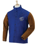 30 Inch Flame Resistant Welding Jacket With Split Cowhide Leather Sleeves And 9 Oz Flame Resistant Cotton Body, Standup Welder Collar