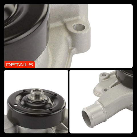 Premium Engine Water Pump Keeps Cool Under Pressure Dodge Ram 1500 Dakota Durango 3.9 5.2 5.9L V6 V8 close-up view of steel impeller and aluminum housing.
