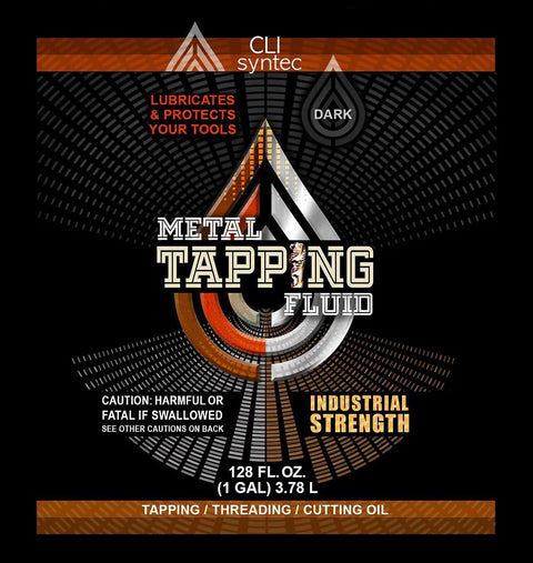 Metal tapping fluid bottle label, 128 fl oz (1 gal), threading and cutting oil