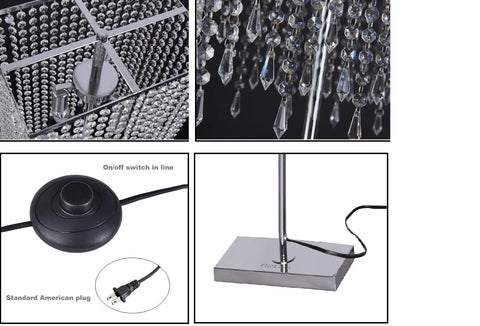 Crystal Lava Floor Lamp With Raindrop Sparkle, silver base, plug, and switch details for living room and bedroom use.