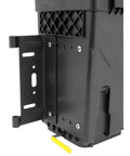 Top Shelf Swing Storage Toolbox For Dodge Ram 1500 2500 3500 Left Side Bolt On Manual Fold Black ABS Plastic mount detail.