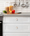 Total Flex For Your Cabinetry With This 4 Pack Of 32mm Golden Metal Drawer Knobs Featuring Asian Ink Red Plum Blossom Designs And Complete Screw Kits For Effortless Installation That Truly Slays on a kitchen cabinet.
