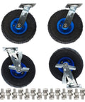 Heavy Duty Swivel Casters Rock Solid Eight And Ten Inch Pneumatic Wheels With Side Brakes And Quick Install Mount Brackets Pack Of Four