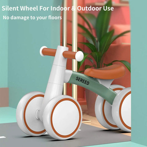 Toddler Balance Bike for 1 Year Old Baby Boys Girls First Birthday Gift No Pedal Closed Wheels, compact design with silent wheels.