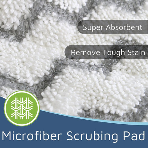 Close-up of double-sided microfiber scrubbing pad texture, labeled Super Absorbent, for 4 Pack Replacement Pads Compatible With Shark Steam Pocket Mop S3501 S3601 S3901 S3550 S3801 SE450 Double Sided Microfiber Refills For Hardwood Tile Floors Professional Scrubbing Strips