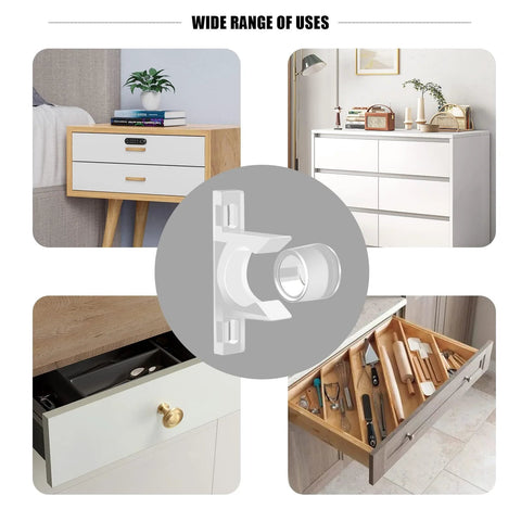 8 Sets False Front Cabinet Clips Replacement Kit for kitchen cabinet doors and drawers with transparent plastic clips and screwdriver