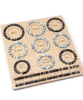 Bamboo beading board for jewelry making, 9 grooves for 5 to 8-inch beads, 2 8.5-inch slots, ideal for DIY bracelets and anklets.
