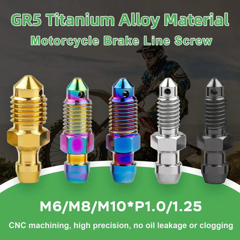 Tough As Nails Rust Free Titanium Brake Bleeder Bolts For Motorcycle Calipers in various finishes and sizes M6/M8/M10.