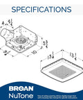 Specifications of Super Quiet Bathroom Ventilation Fan With 110 Cfm Airflow and Vibrant Led Lighting, dimensions and design layout.