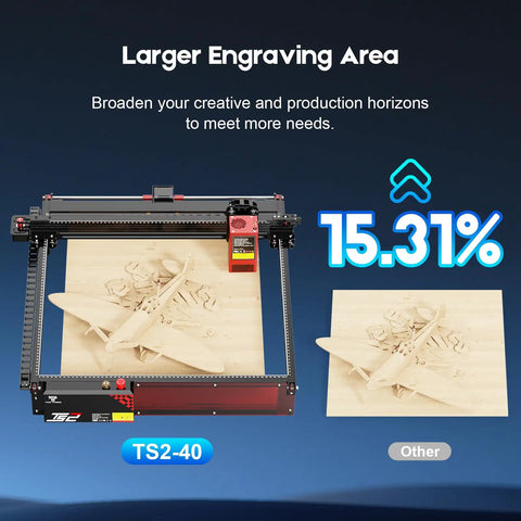 Badass Precision Laser Engraver And Cutter With Huge 450X410 Millimeter Workspace displaying an airplane design on wood.
