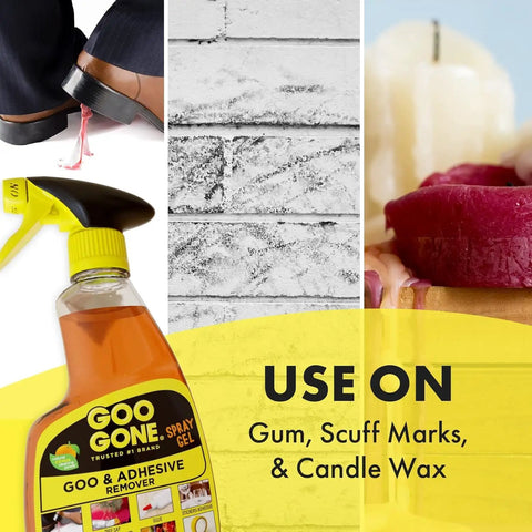 Adhesive Remover Gel Spray With Scraper 12 Oz For Glue, Stickers, Tape Residue, Gum, Grease And Wax, Citrus Cleaning Power