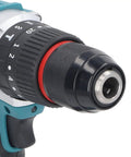 Close-up of Pro Workhorse 18V Cordless Drill featuring slip-free half inch chuck and adjustable torque settings.
