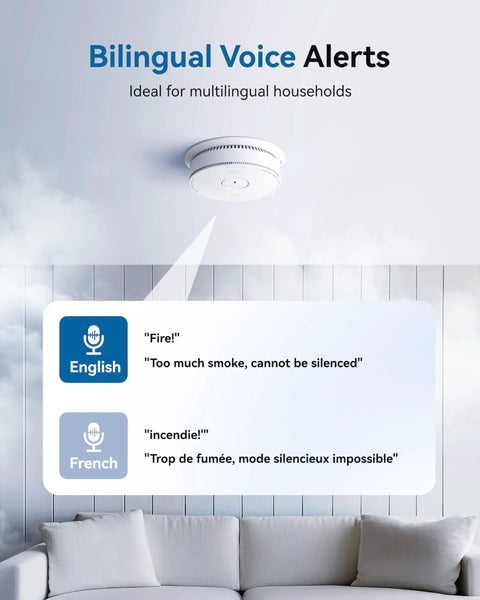Dead Set Reliable Smoke Detector Featuring A Built In Ten Year Battery For Zero Stress Home Safety And Hassle Free Protection Keeping Families Secure Indoors with bilingual voice alerts