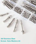 M6 Stainless Steel 304 Hex Socket Head Cap Screw And Bolt Assortment With Nuts And Lock Washers Heavy Duty Metric Allen Drive Hardware Set For Garage Projects And Boss Level Repairs kit with bolts, screws, and washers.