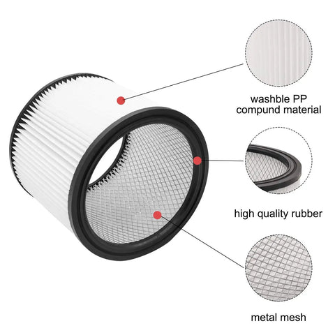 Foam Sleeve and Filter Replacement Kit for 5 Gallon Wet Dry Vacuums Compatible With 90304 90585 90350 90333 Includes 9010700 filter with materials