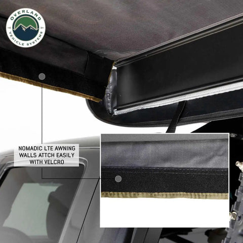 Hella Rugged Partner Side Awning Wall To Keep Your Trail Campout Rig Shade Covered Features rapid velcro clips attachment detail.