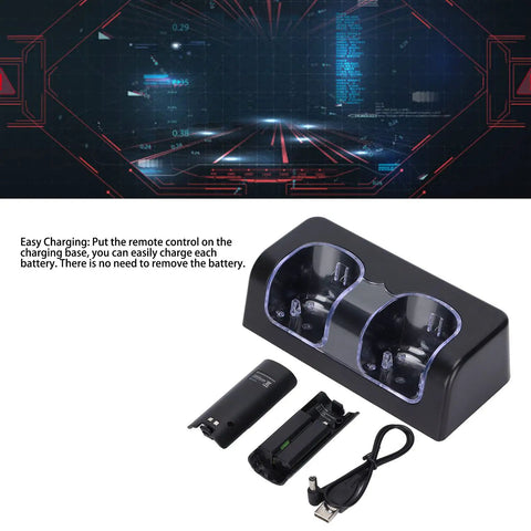 Dope Dual Charging Dock For Game Controllers Fast Safe Dual Charge Station with accessories and power cord, black