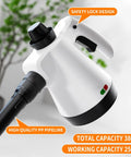Close-up of the Heavy Duty 16 In One Detachable Steam Mop And Handheld Steamer For Hardwood Floors Tile And Grout nozzle with safety lock.
