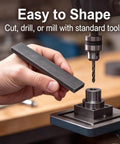 Premium Grade High Purity Graphite Blocks Two Pack 100X20X6Mm Rectangle Electrodes held in hand above drill press.