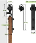 Straight Up No Hassle Sliding Double Barn Doors With Slick Stainless Rail Kit And Heavy Duty Hardware Set For Easy Install - hardware measurements and details.