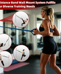 Adjustable Steel Resistance Band Wall Mount System With 40 Inch Vertical Glide And Heavy Duty Wall Anchor Kit For Killer Stability Home Gym Strength Training in use.