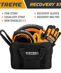4x4 Off-Road Recovery Kit With 33,000lbs Tow Strap 20ft, 20,000lbs Tree Saver 8.2ft, 62,800lbs Bow Shackles, Recovery Gloves, And Carry Bag
