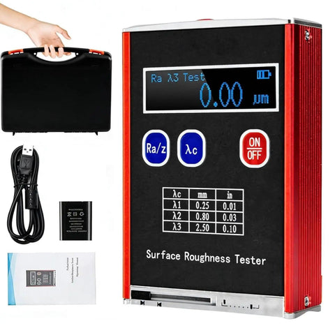 Portable Roughness Tester Handheld Digital Profilometer For Ra Rq Rz Rt 0.05 To 15.0 Micrometers And 0.1 To 50.0 Micrometers With Box